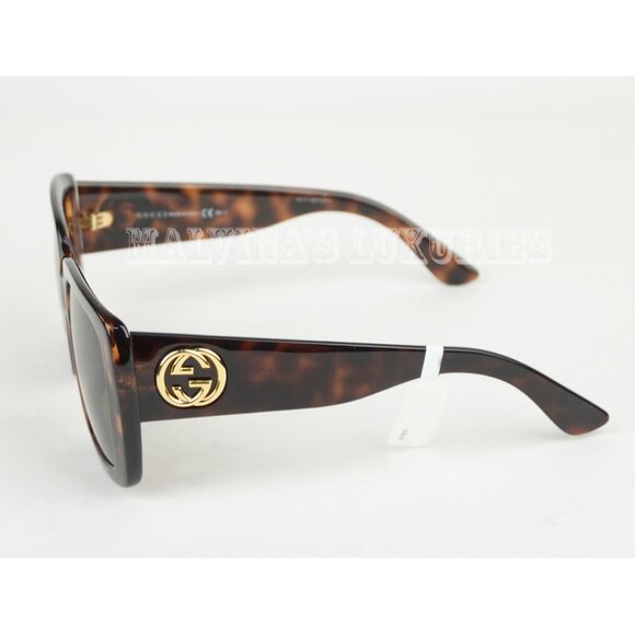GUCCI SUNGLASSES GG3837/F/S LSDEJ DARK TORTOISESHELL SQUARE INTERLOCKING G - Picture 4 of 8